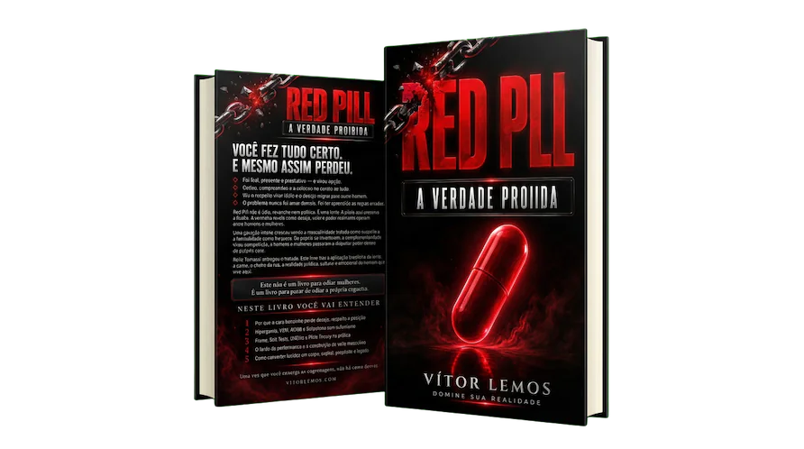 Capa e contracapa do livro Red Pill — A Verdade Proibida, de Vítor Lemos